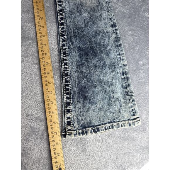 Miss Me Jeans Women’s Blue Angel Wing Bling Pockets 27 Acid Wash Thick Stitch - Picture 9 of 9